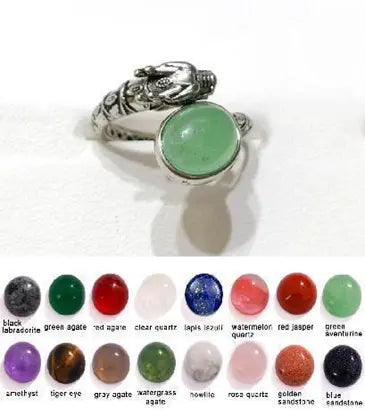 Handmade Natural Stone Gemstone Rings with Copper & Silver, Stone Size 8*10mm, No. 51 ABC Rugs Kilims